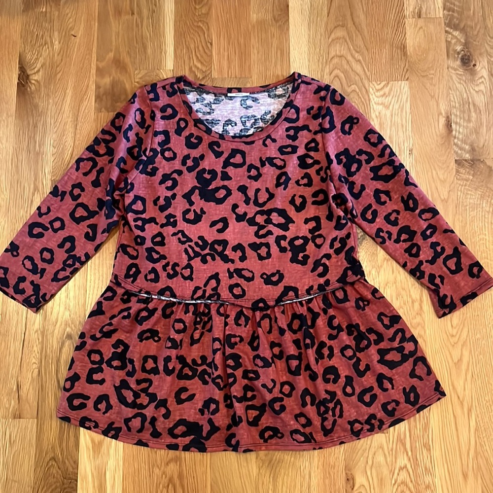 Boutique rusty cinnamon colored leopard top.
